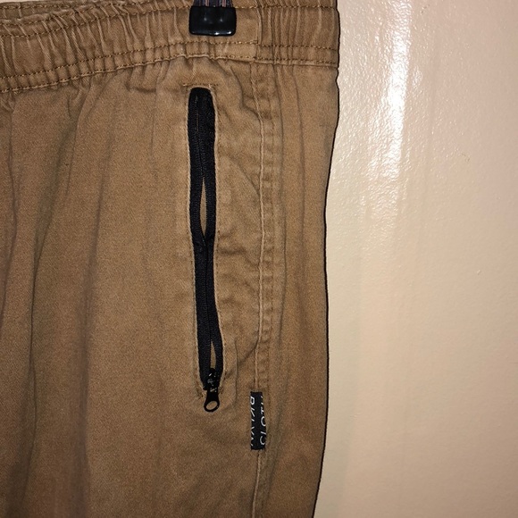 khaki joggers with black zippers - Picture 2 of 3